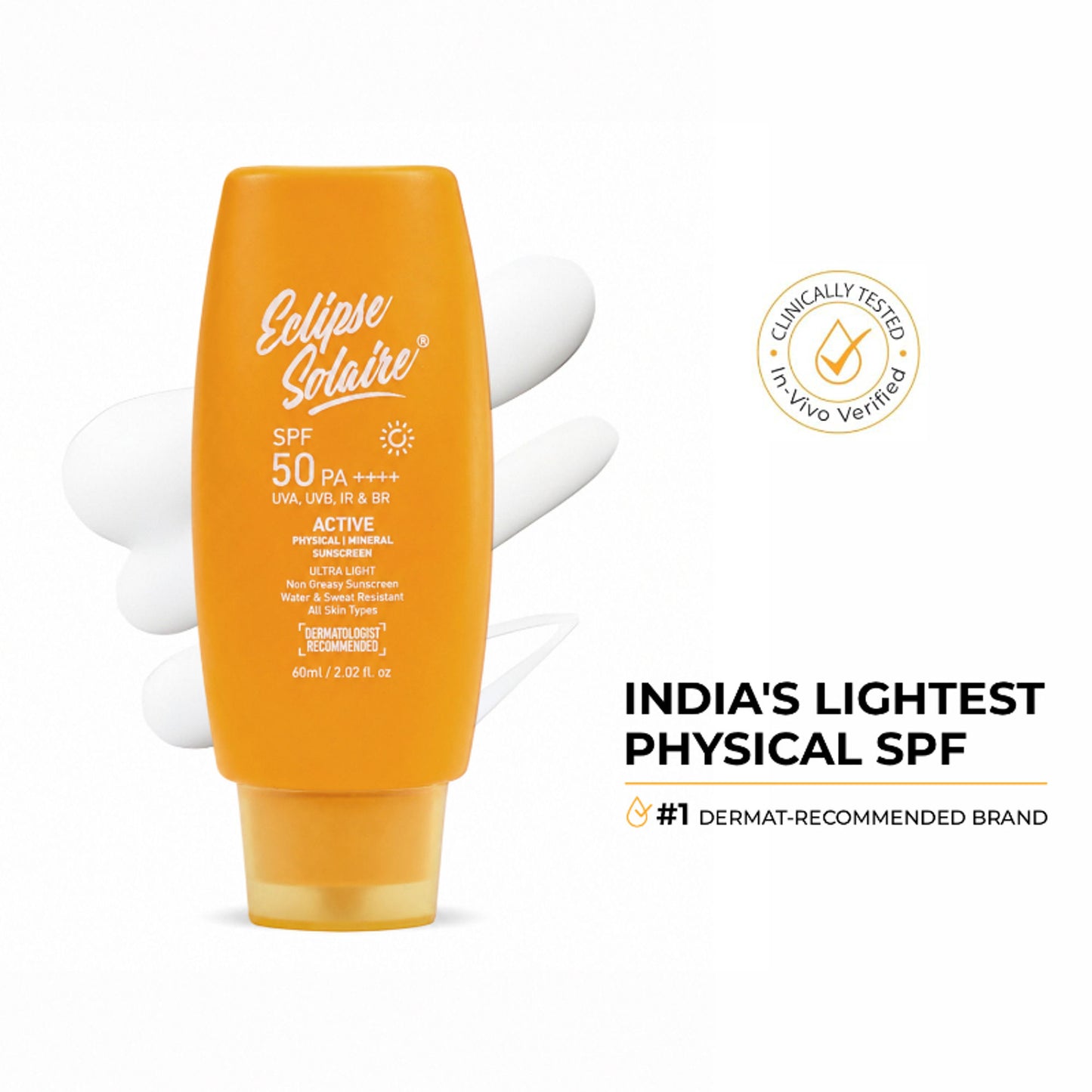 Eclipse Solaire Active Sunscreen SPF 50 PA+++ for All Skin Types No White Cast