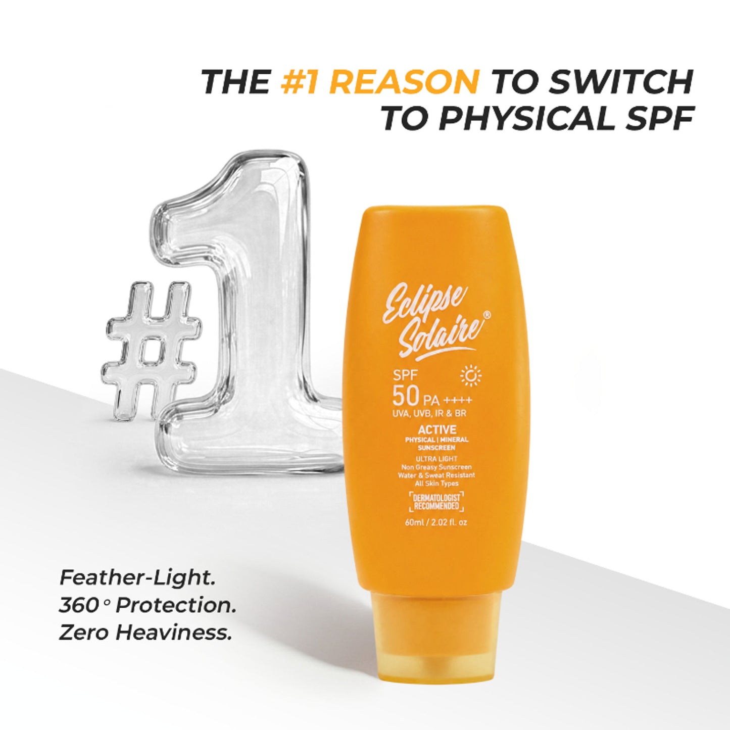 Eclipse Solaire Active Sunscreen SPF 50 PA+++ for All Skin Types No White Cast