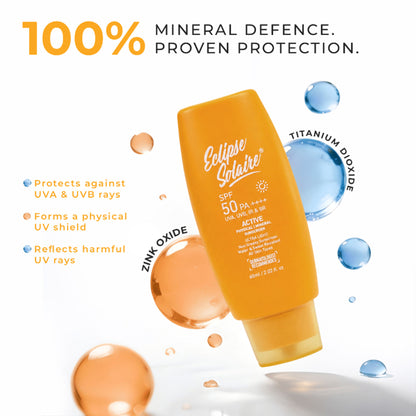 Eclipse Solaire Active Sunscreen SPF 50 PA+++ for All Skin Types No White Cast