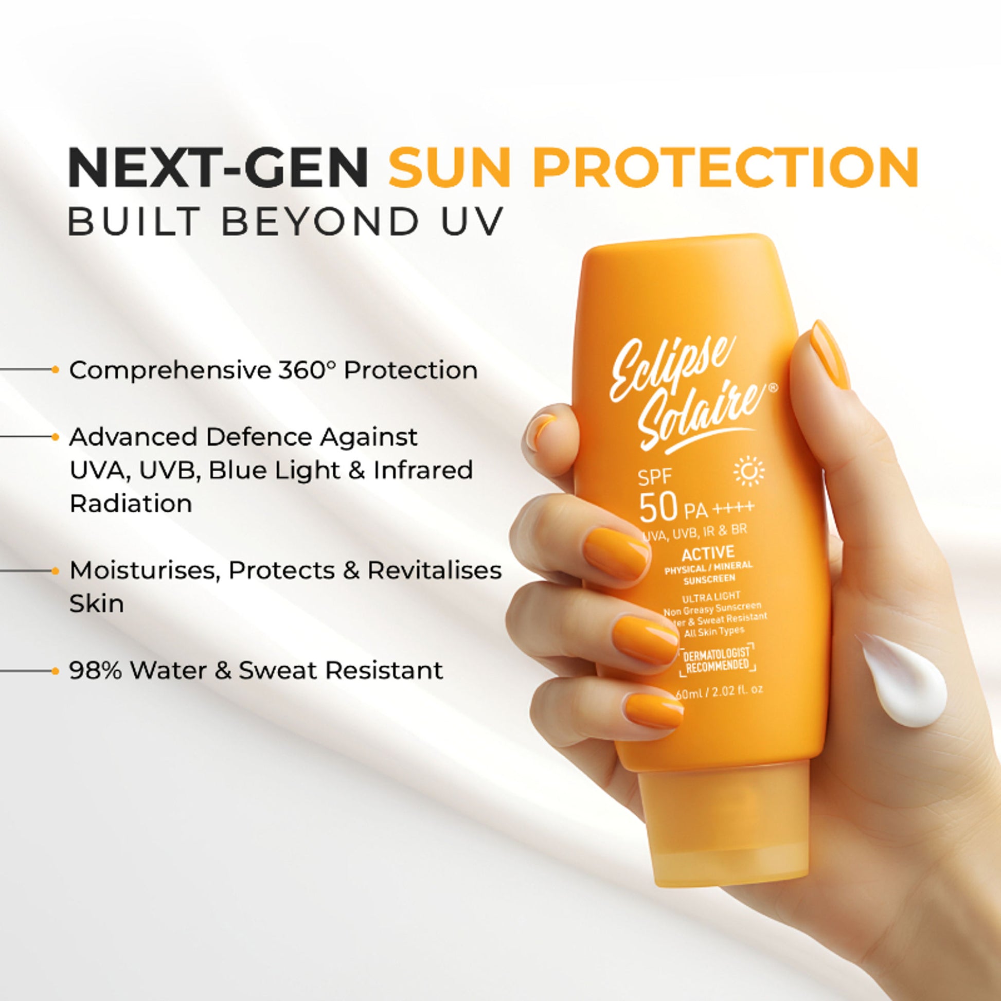 Eclipse Solaire Active Sunscreen SPF 50 PA+++ for All Skin Types No White Cast