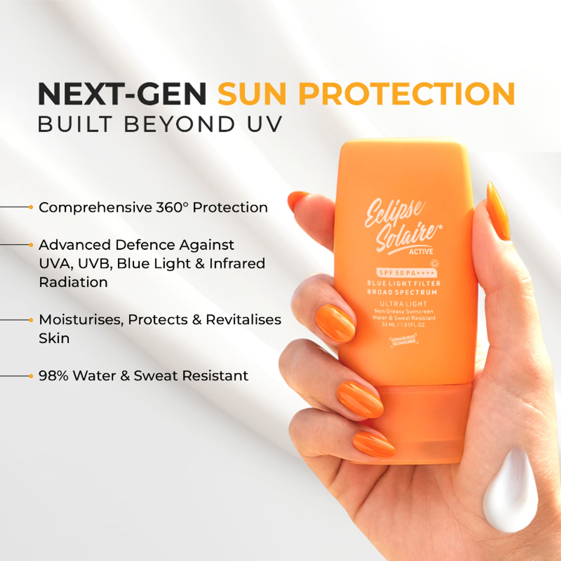 Eclipse Solaire Active Sunscreen SPF 50 PA+++ for All Skin Types No White Cast