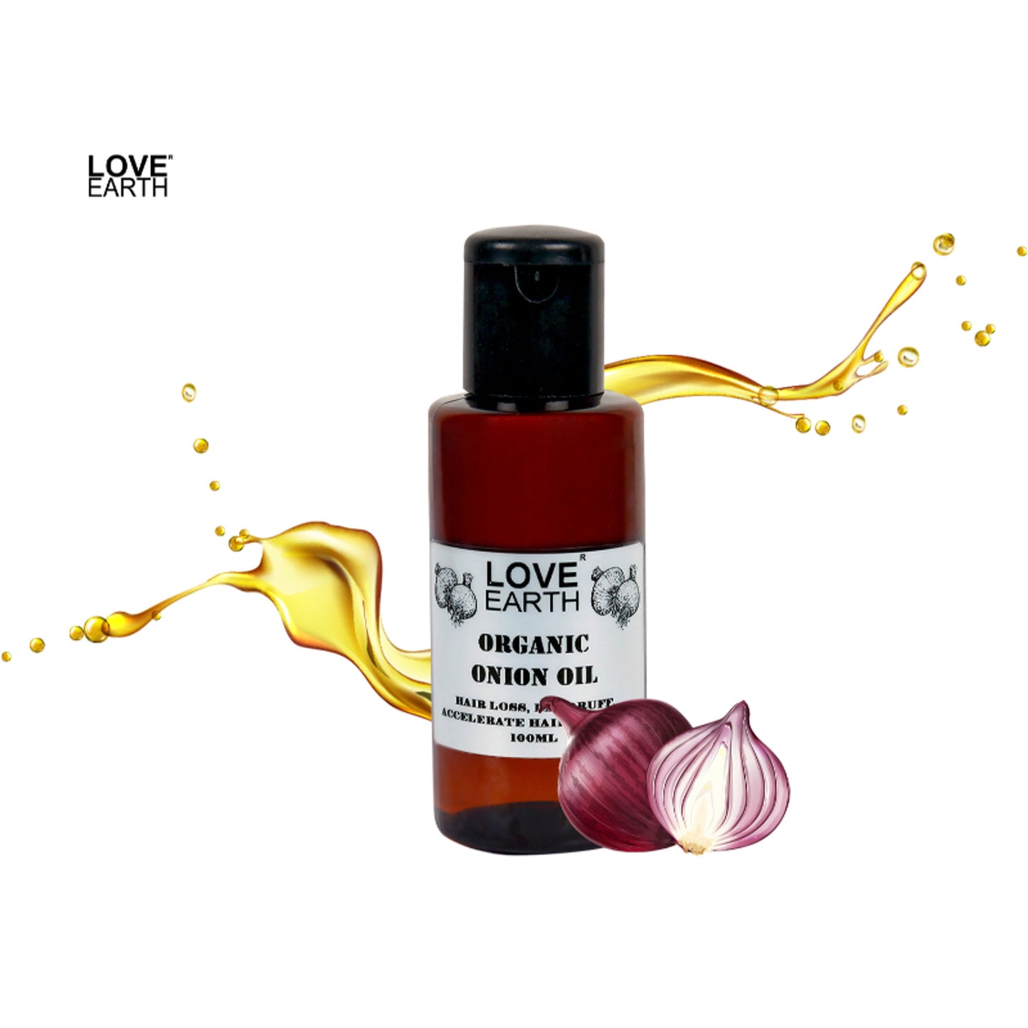 Love Earth Organic Onion Hair Oil prevents Hair Fall Dandruff & Accelerates Hair Growth