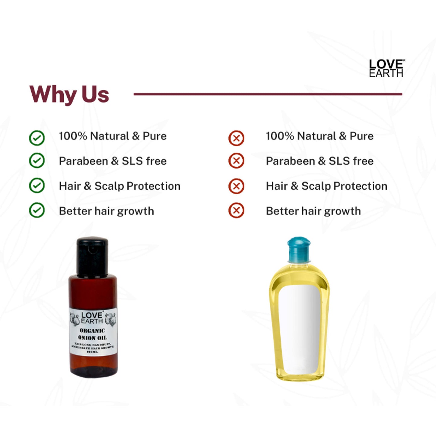 Love Earth Organic Onion Hair Oil prevents Hair Fall Dandruff & Accelerates Hair Growth