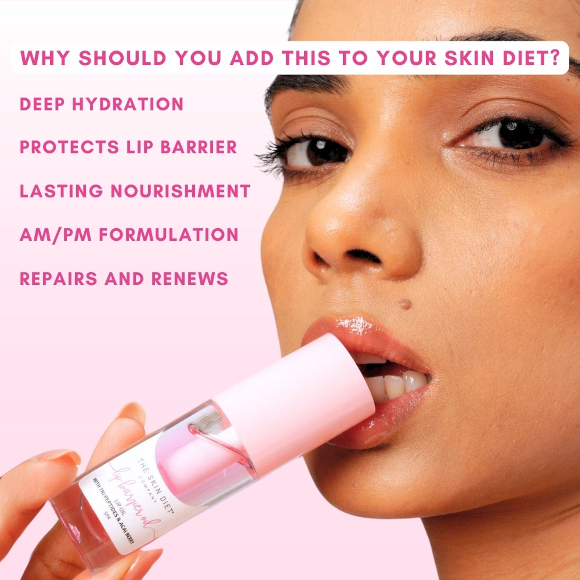 The Skin Diet Company Glossy Lip Barrier Oil To Repair & Protect Dry & Pigmented Lips