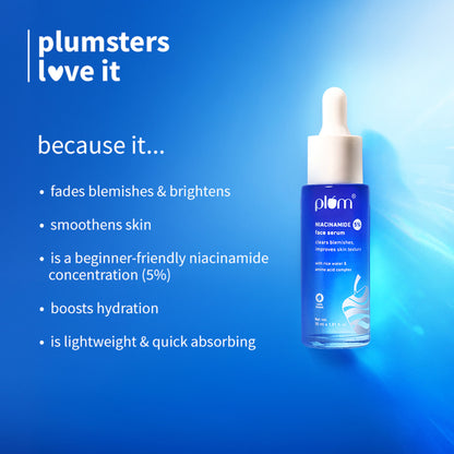 Plum 5% Niacinamide Face Serum With Amino Acid - Fades Blemishes For Bright Skin- Beginner-Friendly