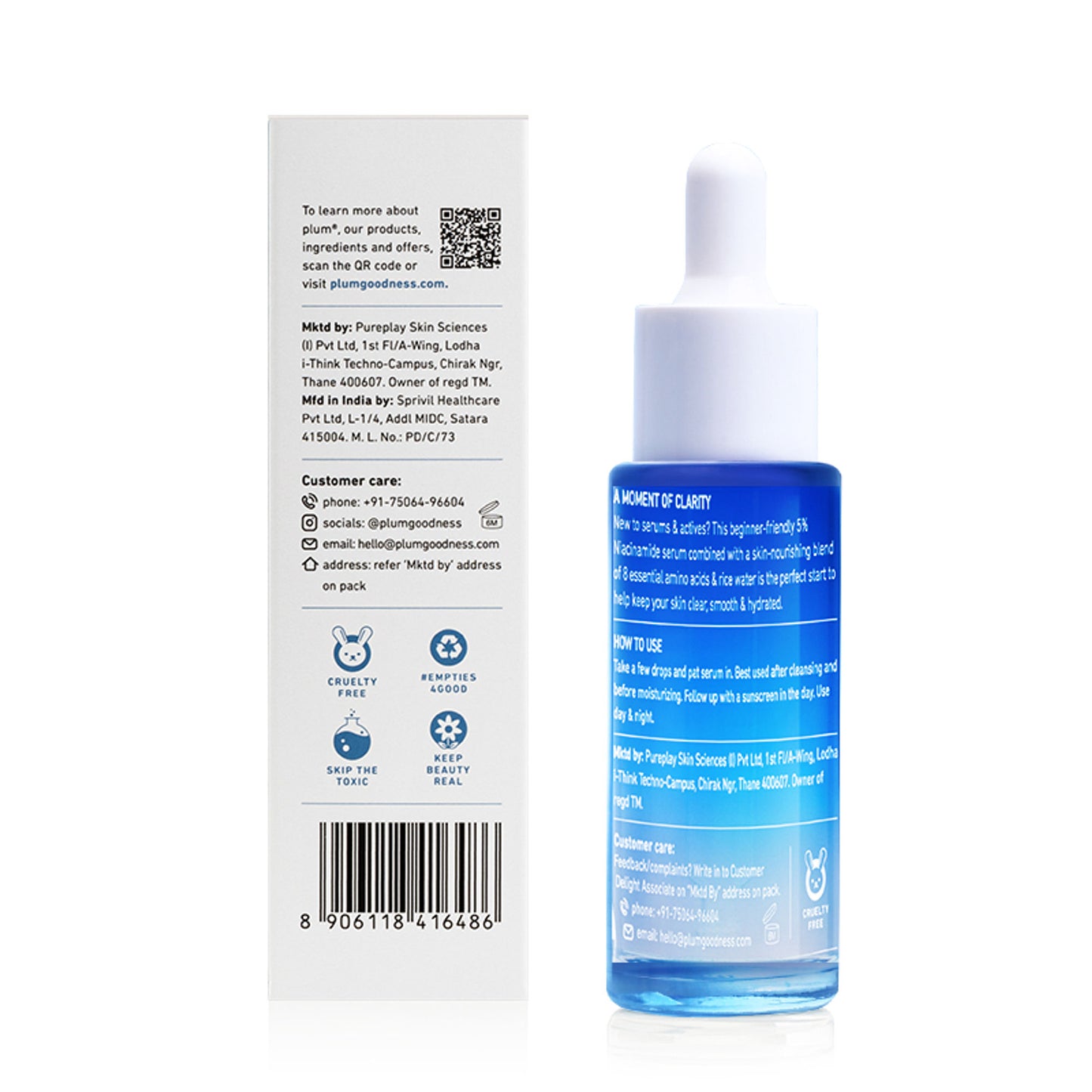Plum 5% Niacinamide Face Serum With Amino Acid - Fades Blemishes For Bright Skin- Beginner-Friendly