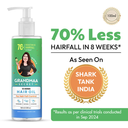 NIDHI'S GRANDMAA SECRET 100% Natural & Hand Made 13 Herbs Hair Oil for Hair Fall Control