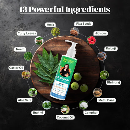 NIDHI'S GRANDMAA SECRET 100% Natural & Hand Made 13 Herbs Hair Oil for Hair Fall Control