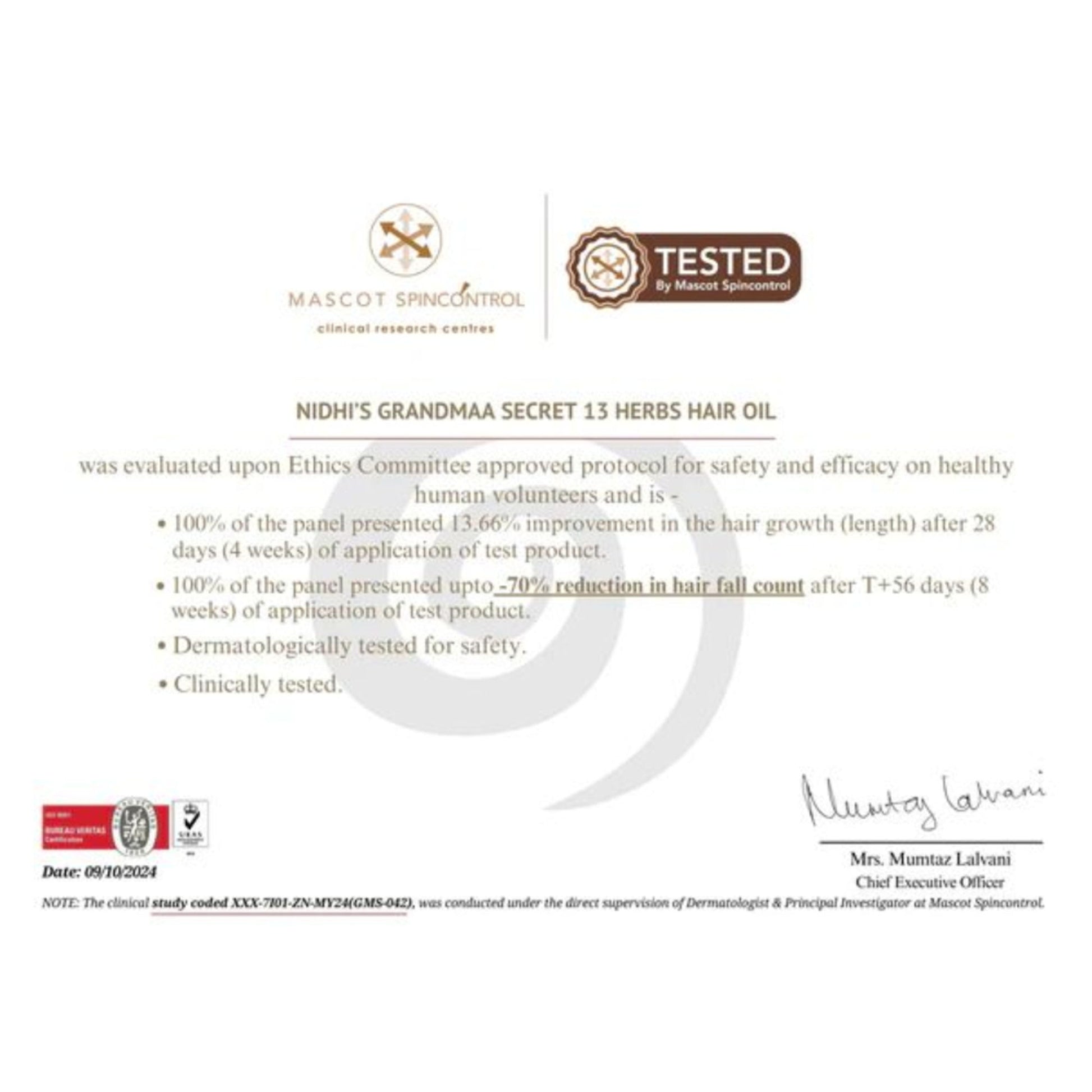 NIDHI'S GRANDMAA SECRET 100% Natural & Hand Made 13 Herbs Hair Oil for Hair Fall Control