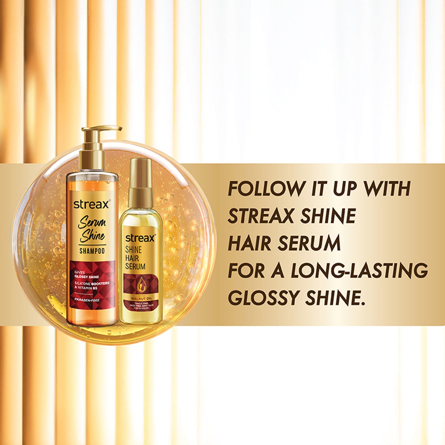 Streax Serum Shine Paraben Free Shampoo For Frizzy & Dry Hair With Silicon Boosters