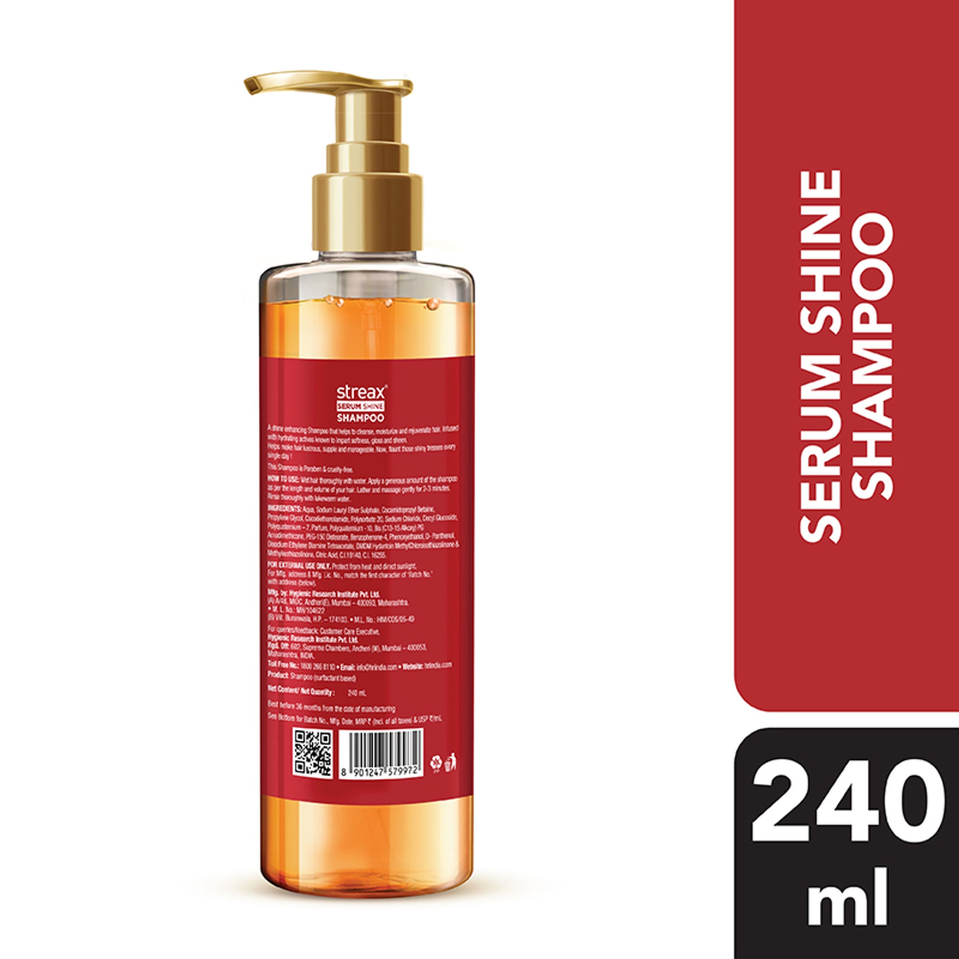 Streax Serum Shine Paraben Free Shampoo For Frizzy & Dry Hair With Silicon Boosters