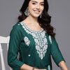 Dhiyona IE Floral Embroidered Thread Work Kurta