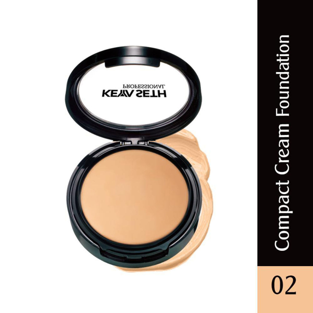 Keya Seth Aromatherapy professional compact cream foundation in Shade 2, with smooth, natural coverage and sleek packaging.