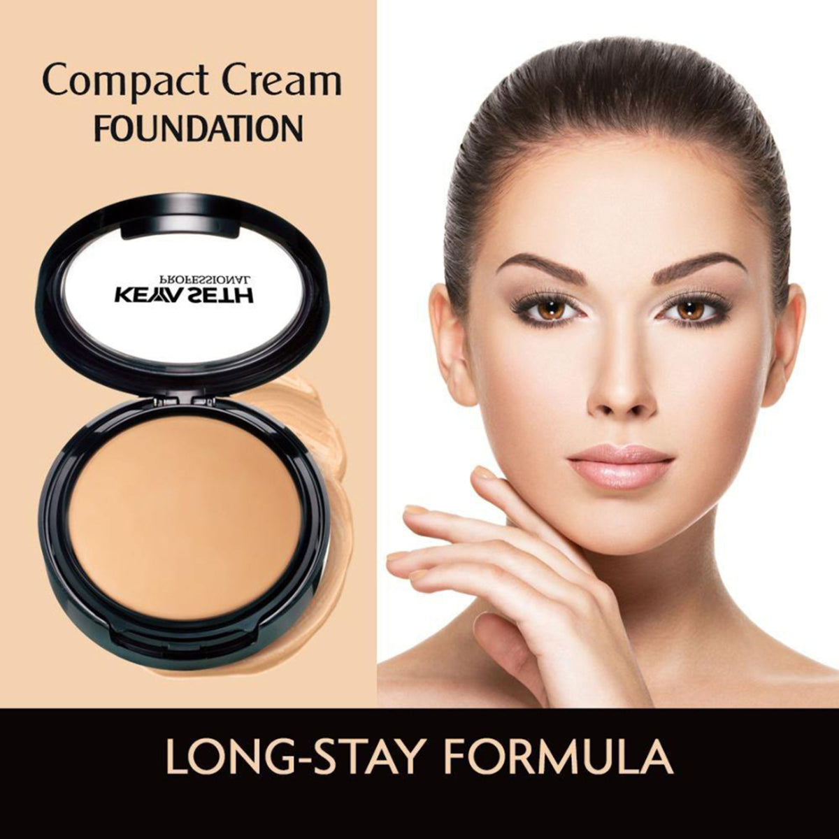 Keya Seth Aromatherapy Compact Cream Foundation Shade 2, professional makeup product in a sleek compact with a smooth cream texture.