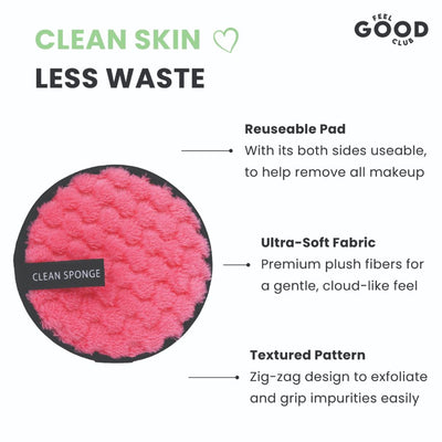 Feel Good Club Makeup Remover Pad - Reusable Soft & Gentle Puff For Face Skin Cleansing (1 Pc)