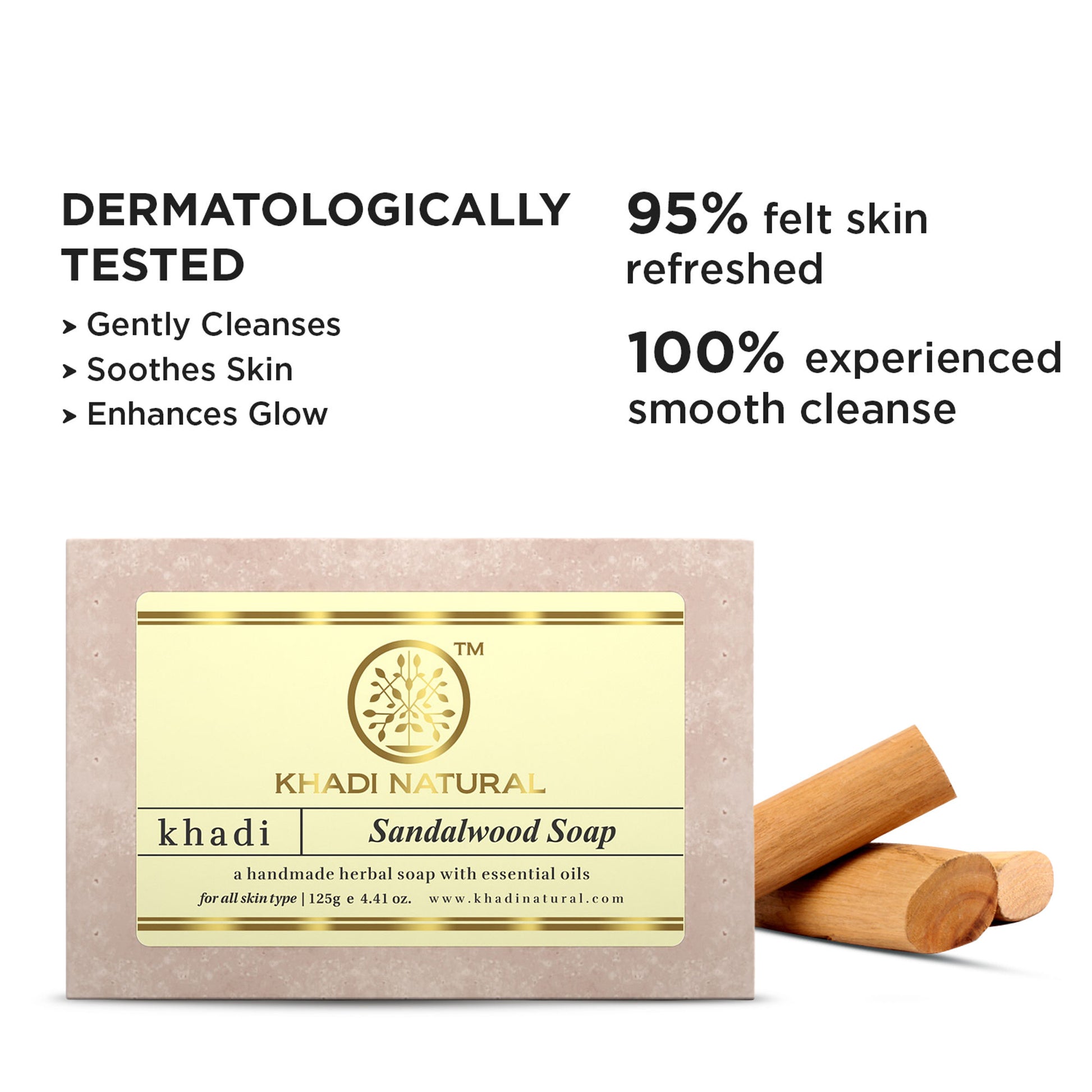 Khadi Natural Sandalwood Handmade Soap Treat Acne & Moisturize Skin