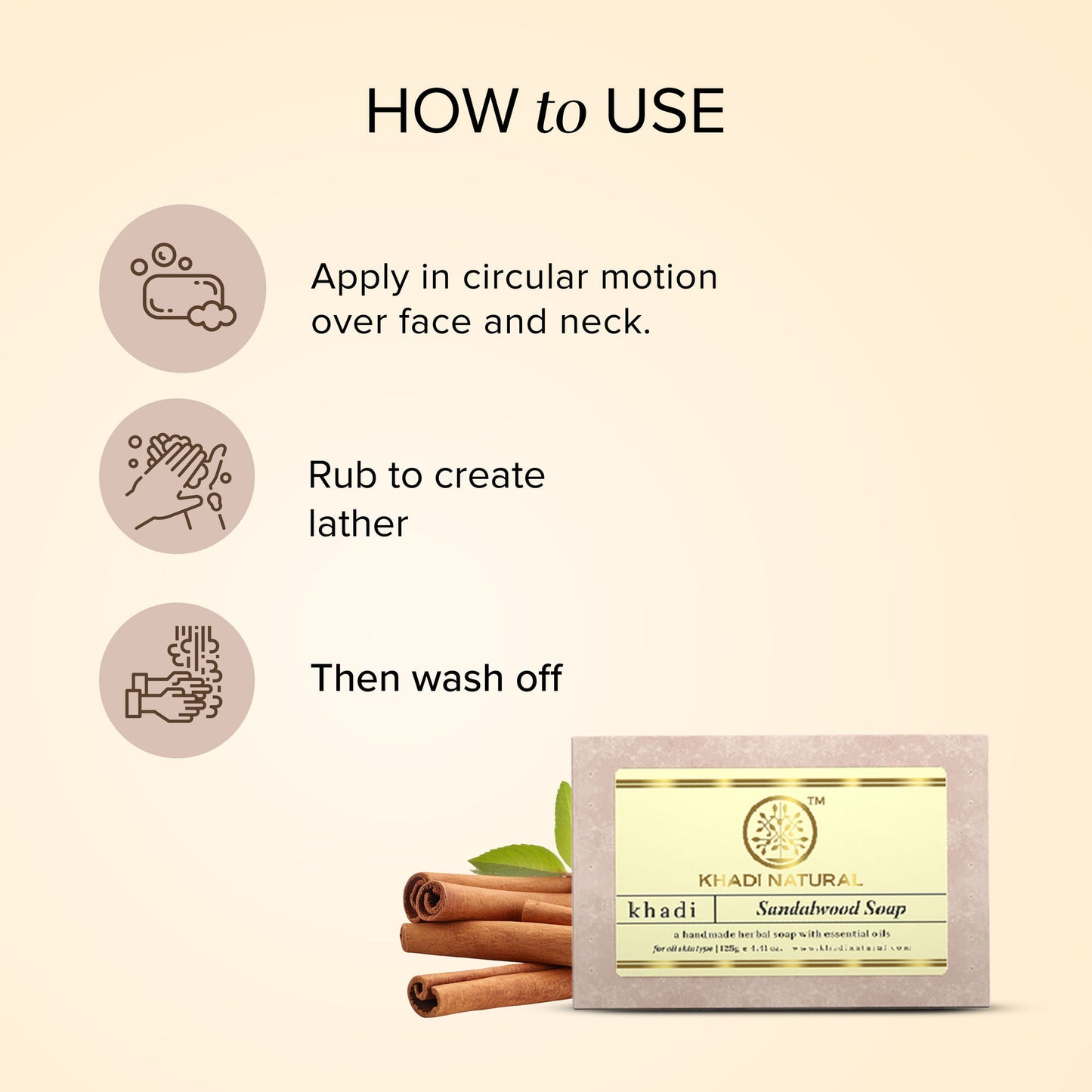 Khadi Natural Sandalwood Handmade Soap Treat Acne & Moisturize Skin