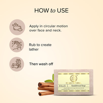 Khadi Natural Sandalwood Handmade Soap Treat Acne & Moisturize Skin