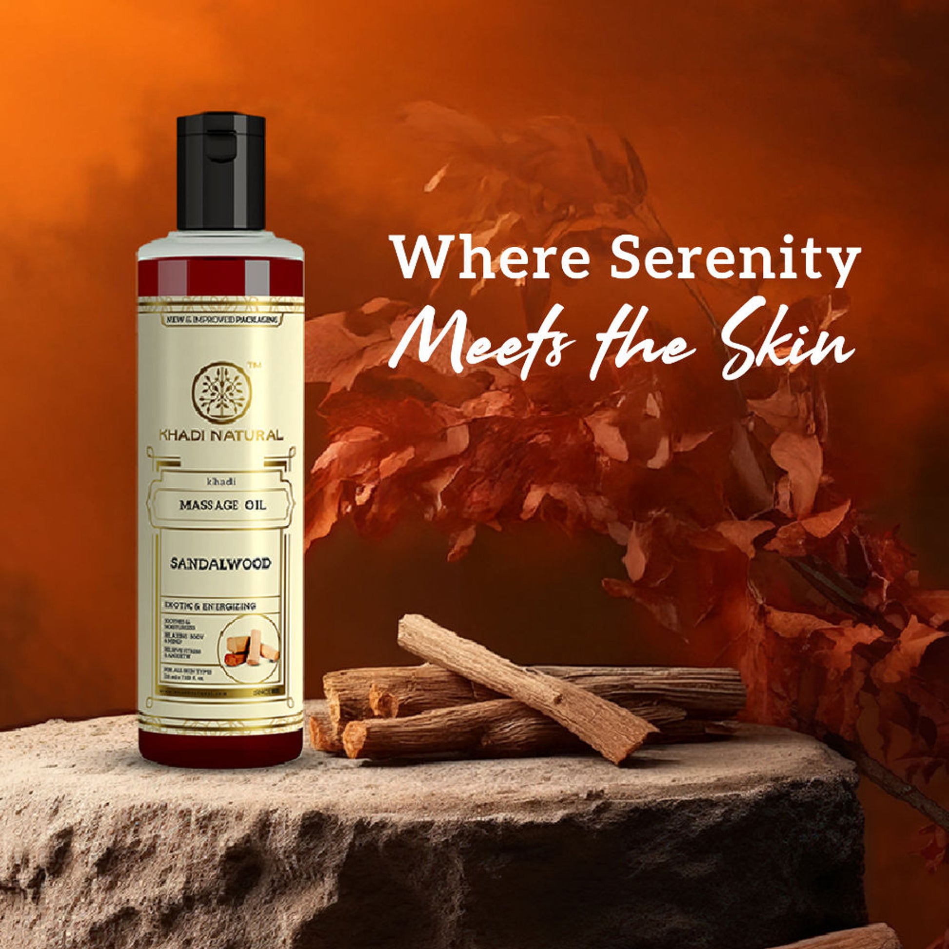 Khadi Natural Sandalwood Massage Oil for a Calm Mind and Softens the Skin