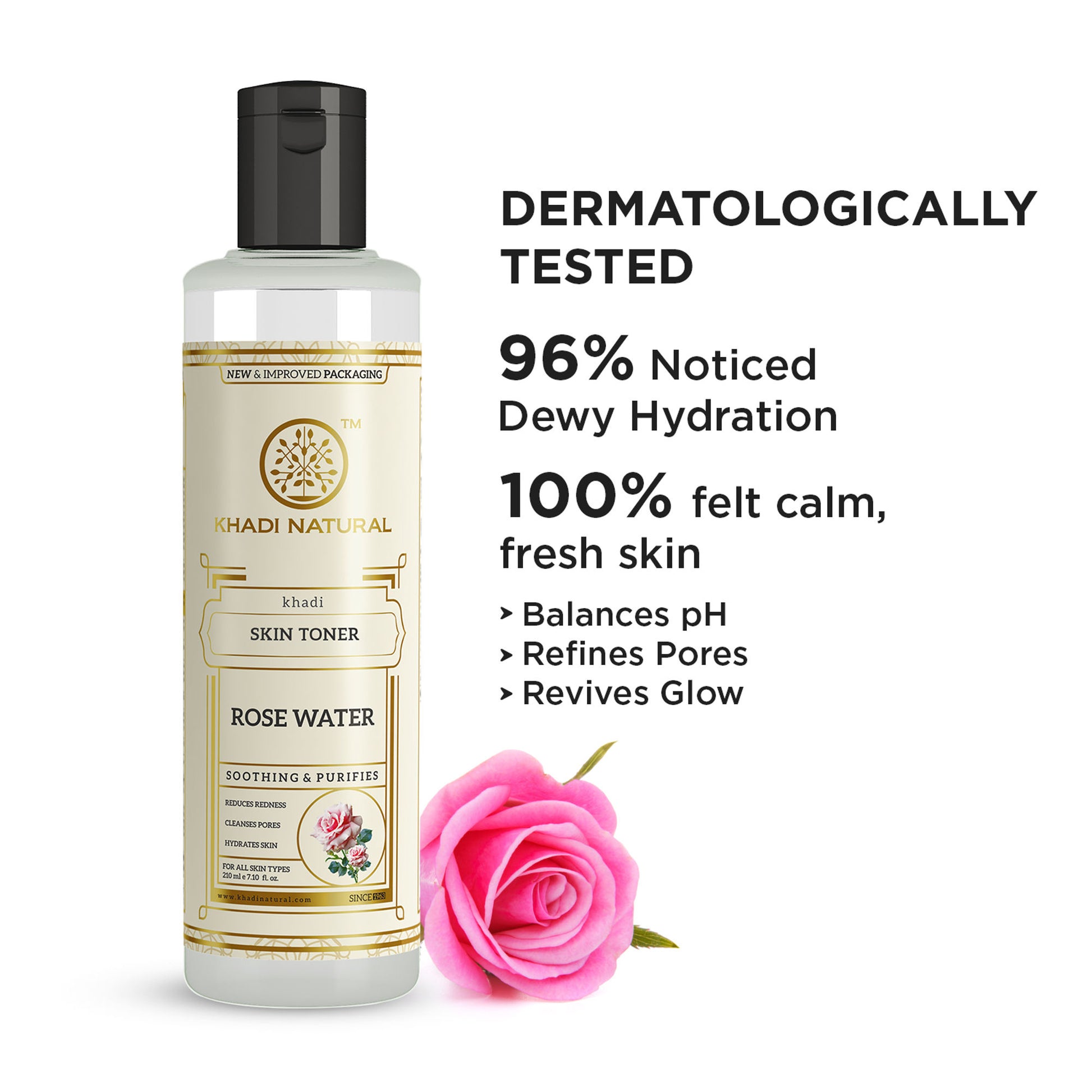 Khadi Natural Pure Rose Water Toner for Everyday Floral Freshness