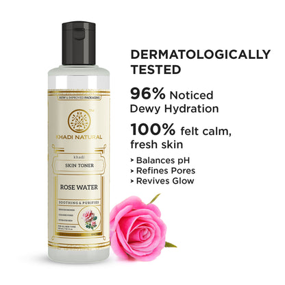 Khadi Natural Pure Rose Water Toner for Everyday Floral Freshness