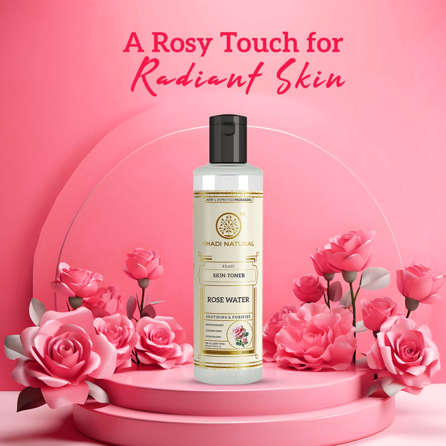 Khadi Natural Pure Rose Water Toner for Everyday Floral Freshness