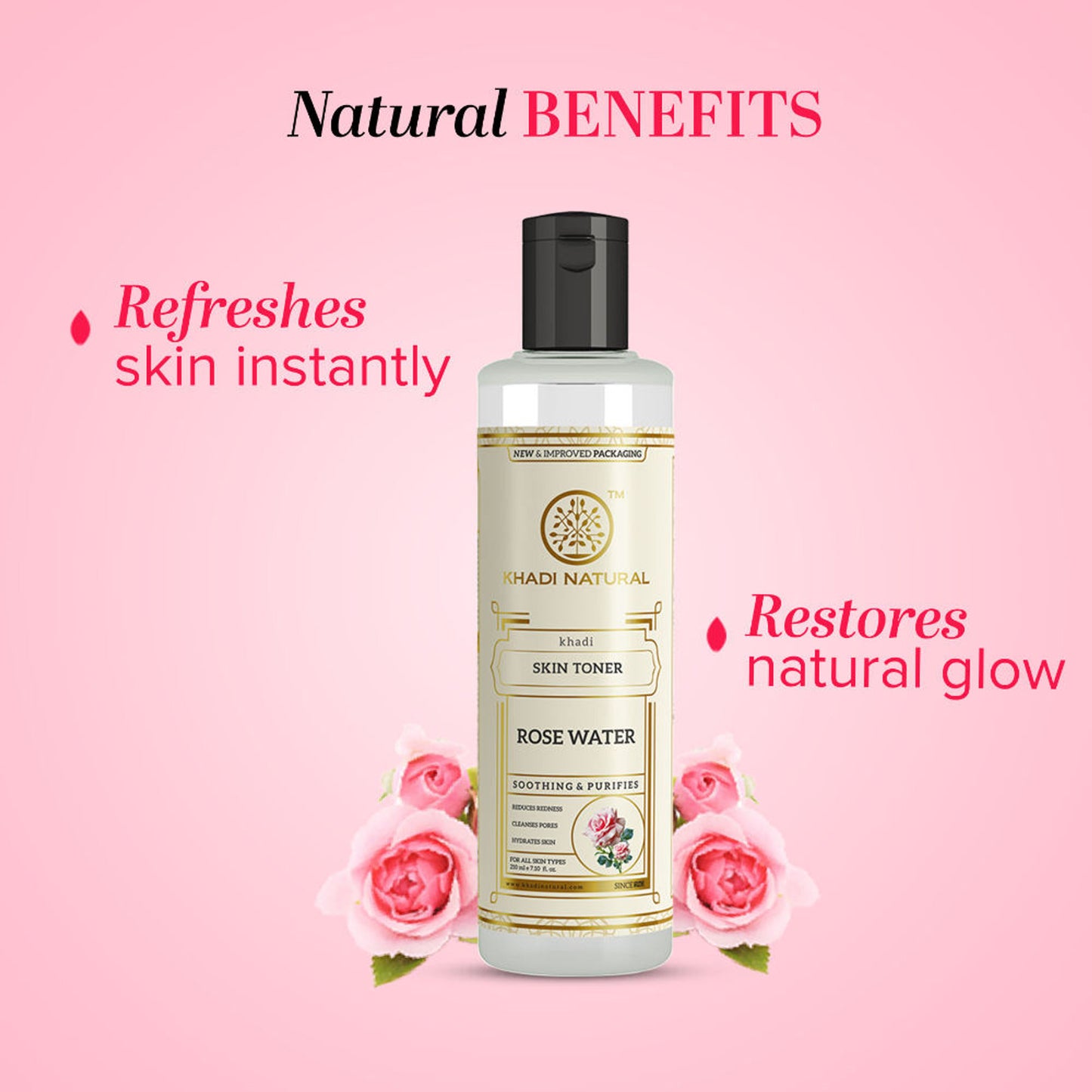 Khadi Natural Pure Rose Water Toner for Everyday Floral Freshness