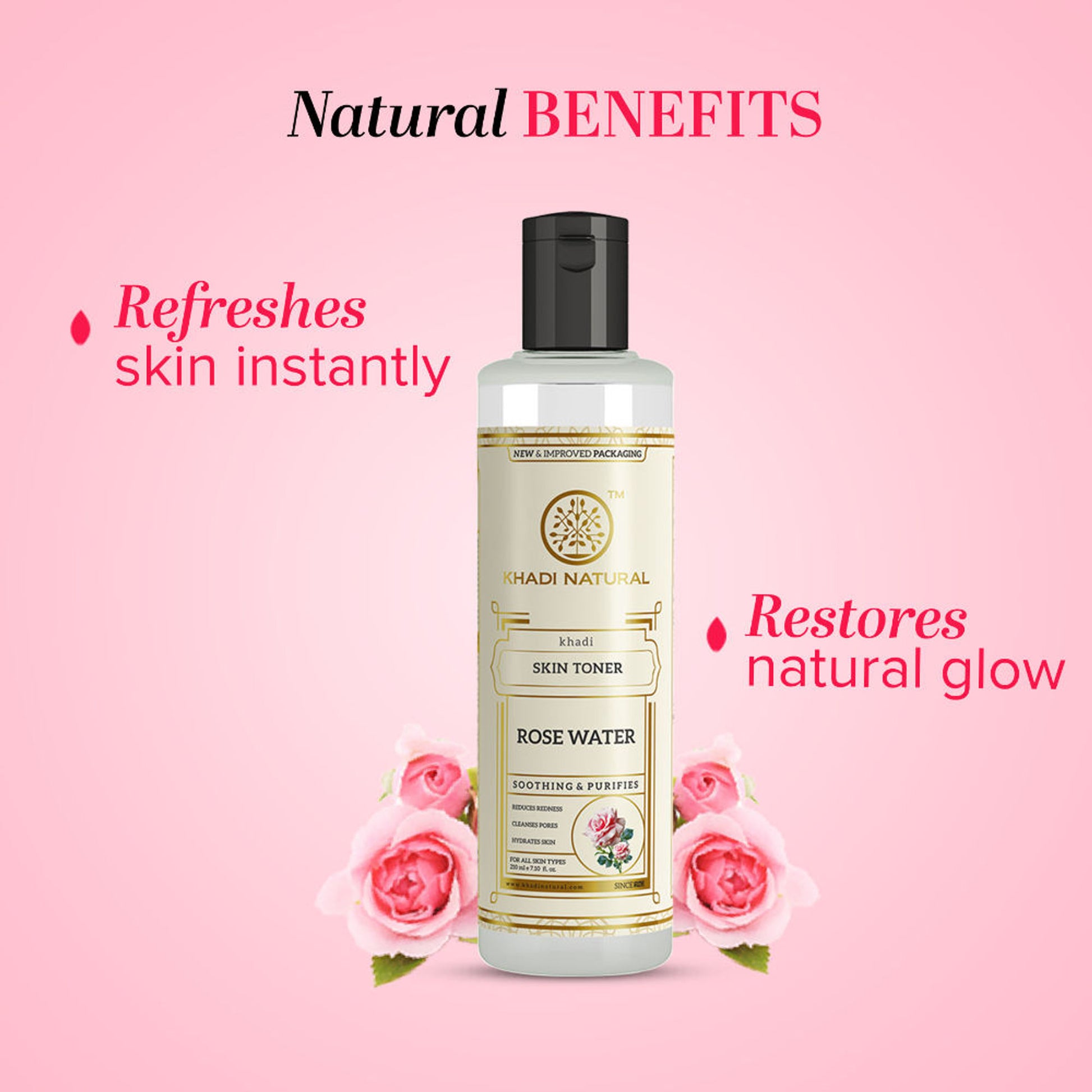 Khadi Natural Pure Rose Water Toner for Everyday Floral Freshness