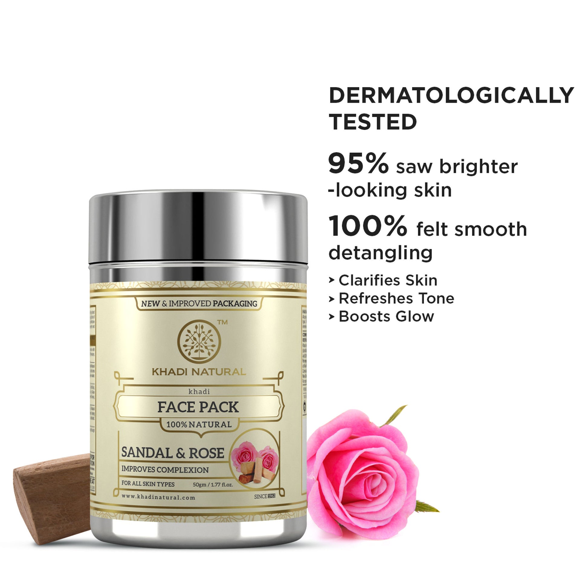 Khadi Natural Sandal & Rose Face Pack Removes Dead Skin Cells