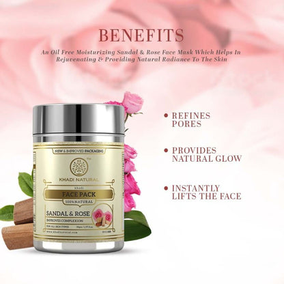 Khadi Natural Sandal & Rose Face Pack Removes Dead Skin Cells