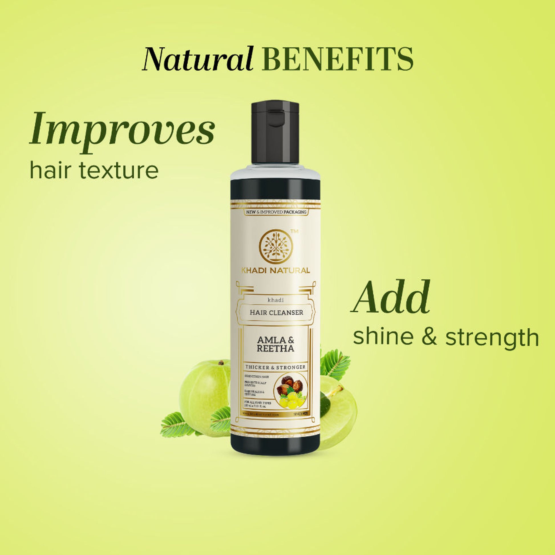 Khadi Natural Amla & Reetha Hair Cleanser Shampoo for Strong Roots and Natural Shine