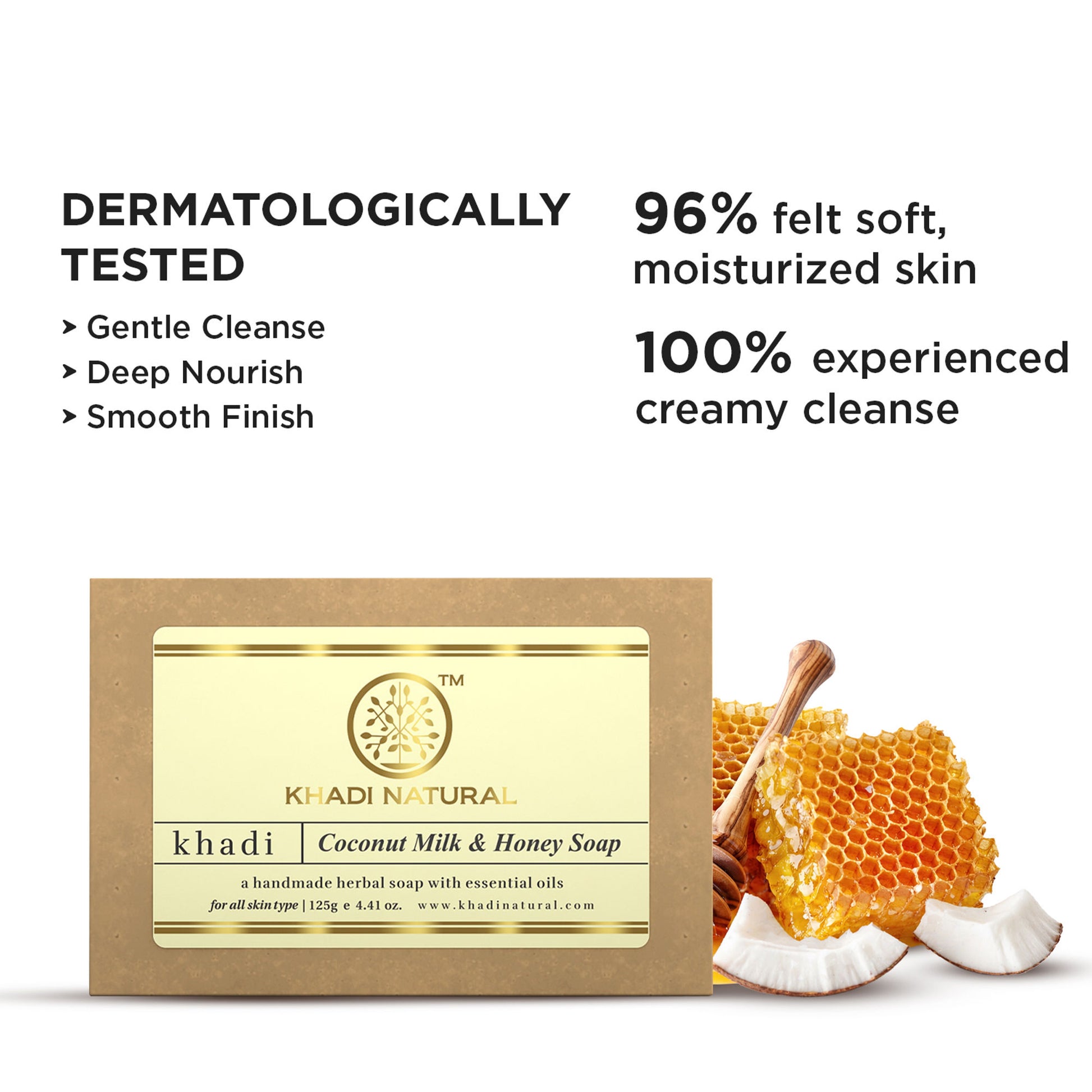 Khadi Natural Coconut Milk & Honey Handmade Soap Remove Acne & Stretch Marks