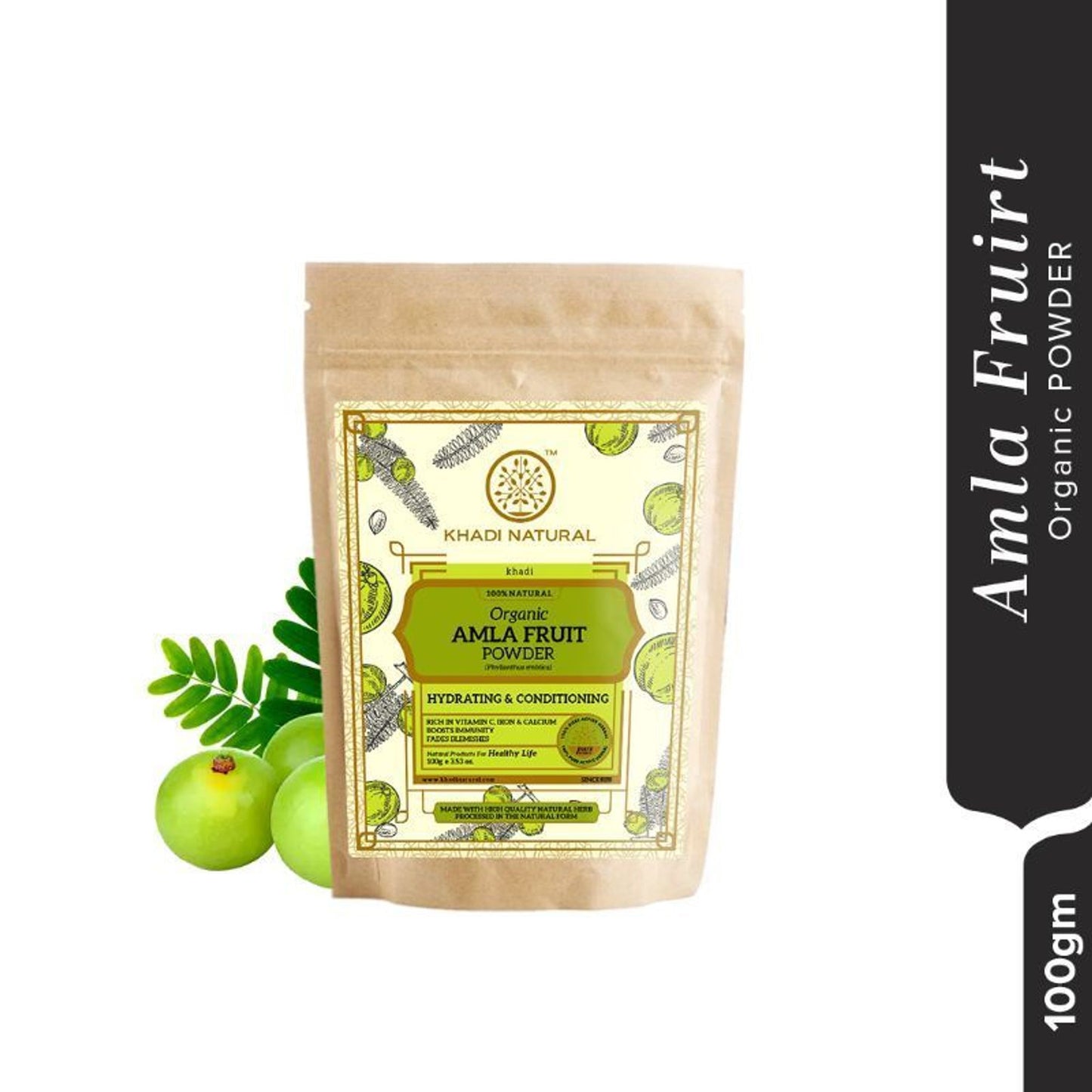 Khadi Natural Amla Fruit Organic Powder Strengthens Hair Roots