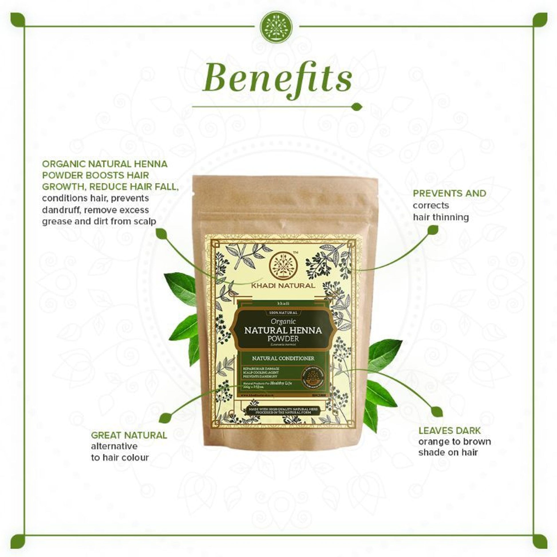 Khadi Natural Organic Natural Henna Powder Repair Damaged Hair
