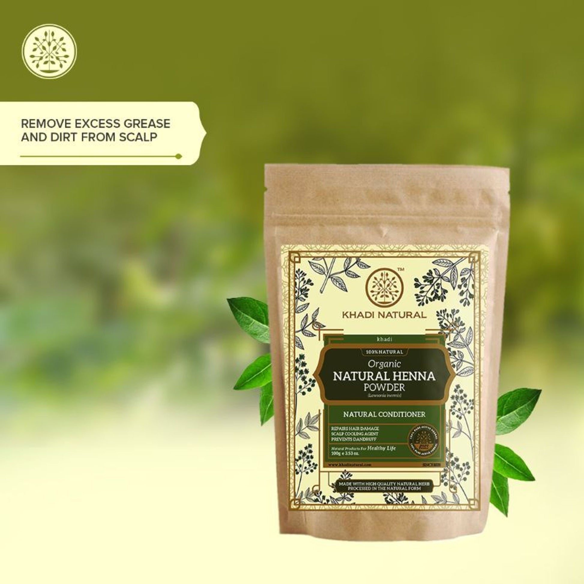 Khadi Natural Organic Natural Henna Powder Repair Damaged Hair