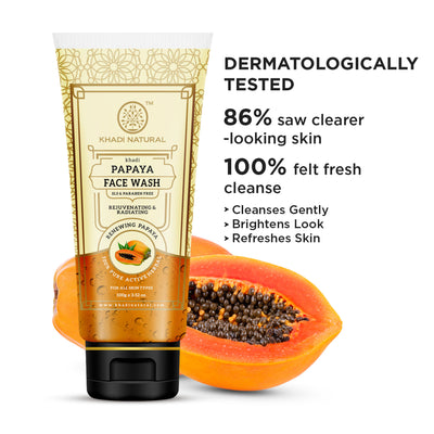 Khadi Natural Papaya Face Wash for Pigmentation, Tan Removal and Patchy Skin
