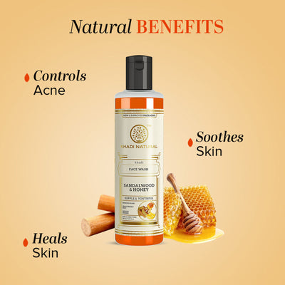 Khadi Natural Sandalwood & Honey Face Wash for Hydration, Glow and Gentle Cleansing