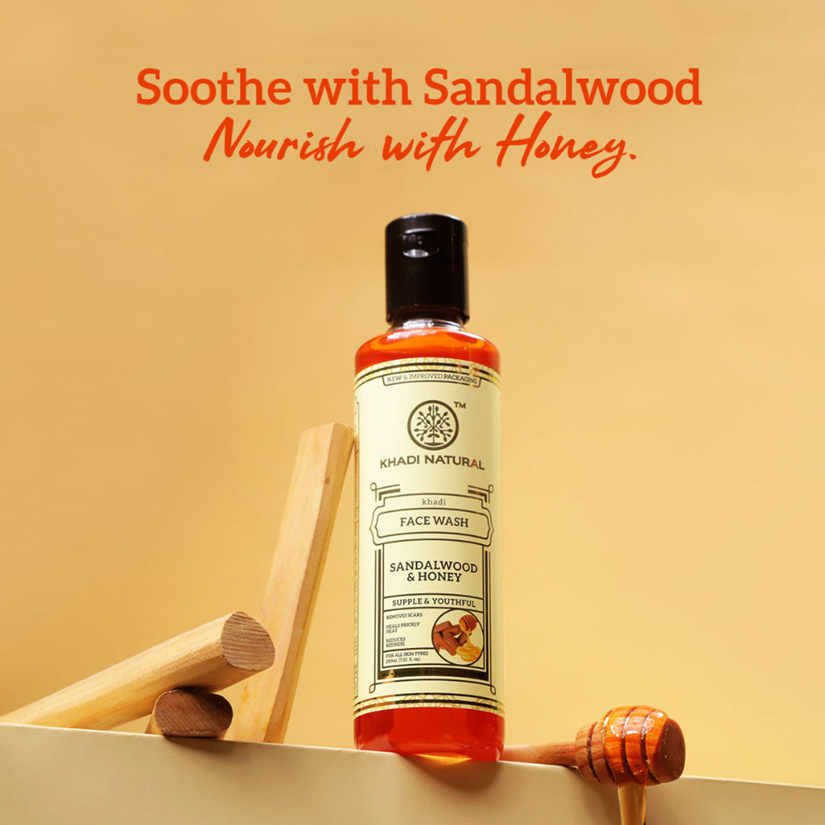 Khadi Natural Sandalwood & Honey Face Wash for Hydration, Glow and Gentle Cleansing