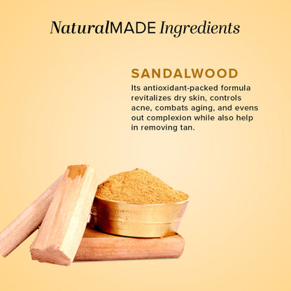 Khadi Natural Sandalwood Soap for Tan Removal, Acne and Rough Skin Pack of 5