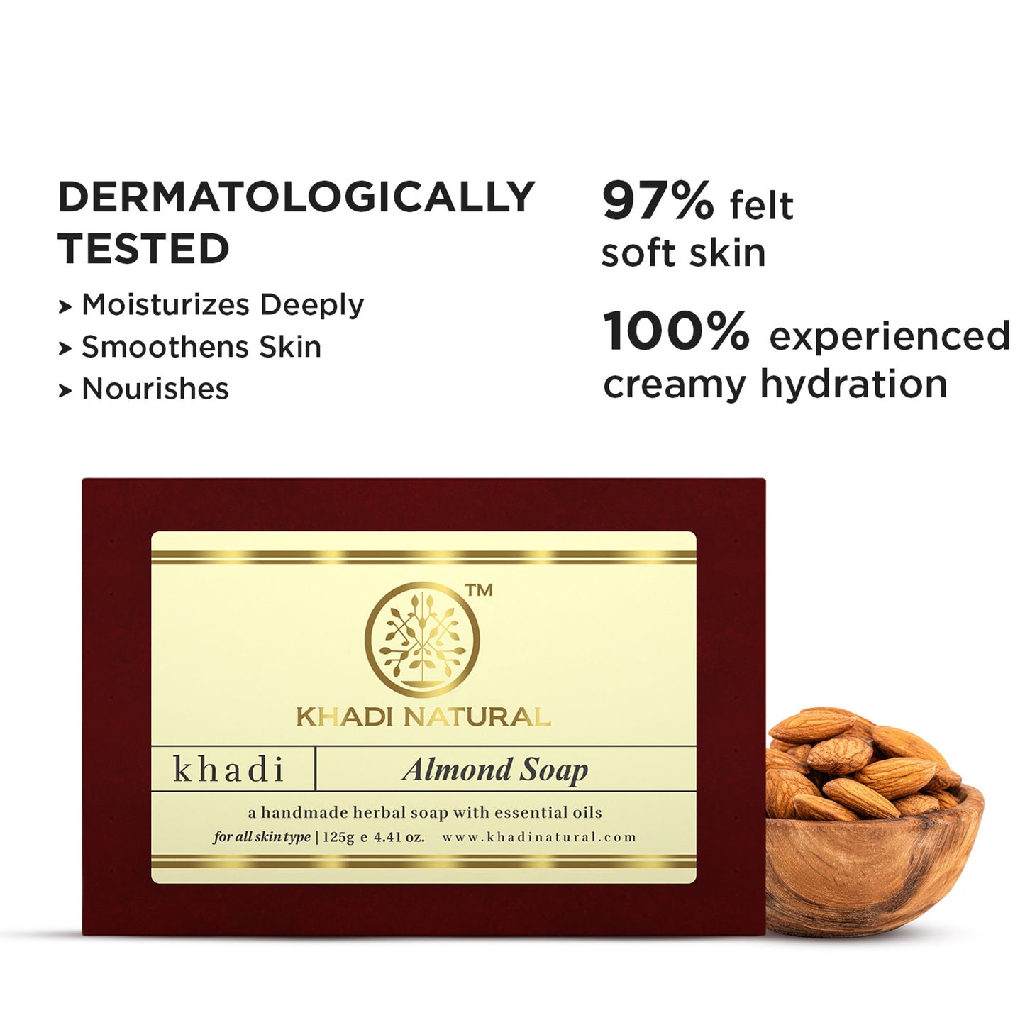 Khadi Natural Almond Handmade Soap Reduce Tann & Pigmentation
