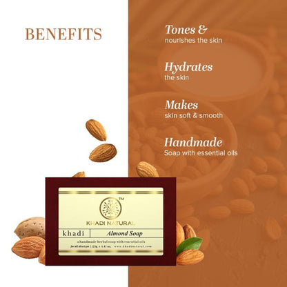 Khadi Natural Almond Handmade Soap Reduce Tann & Pigmentation