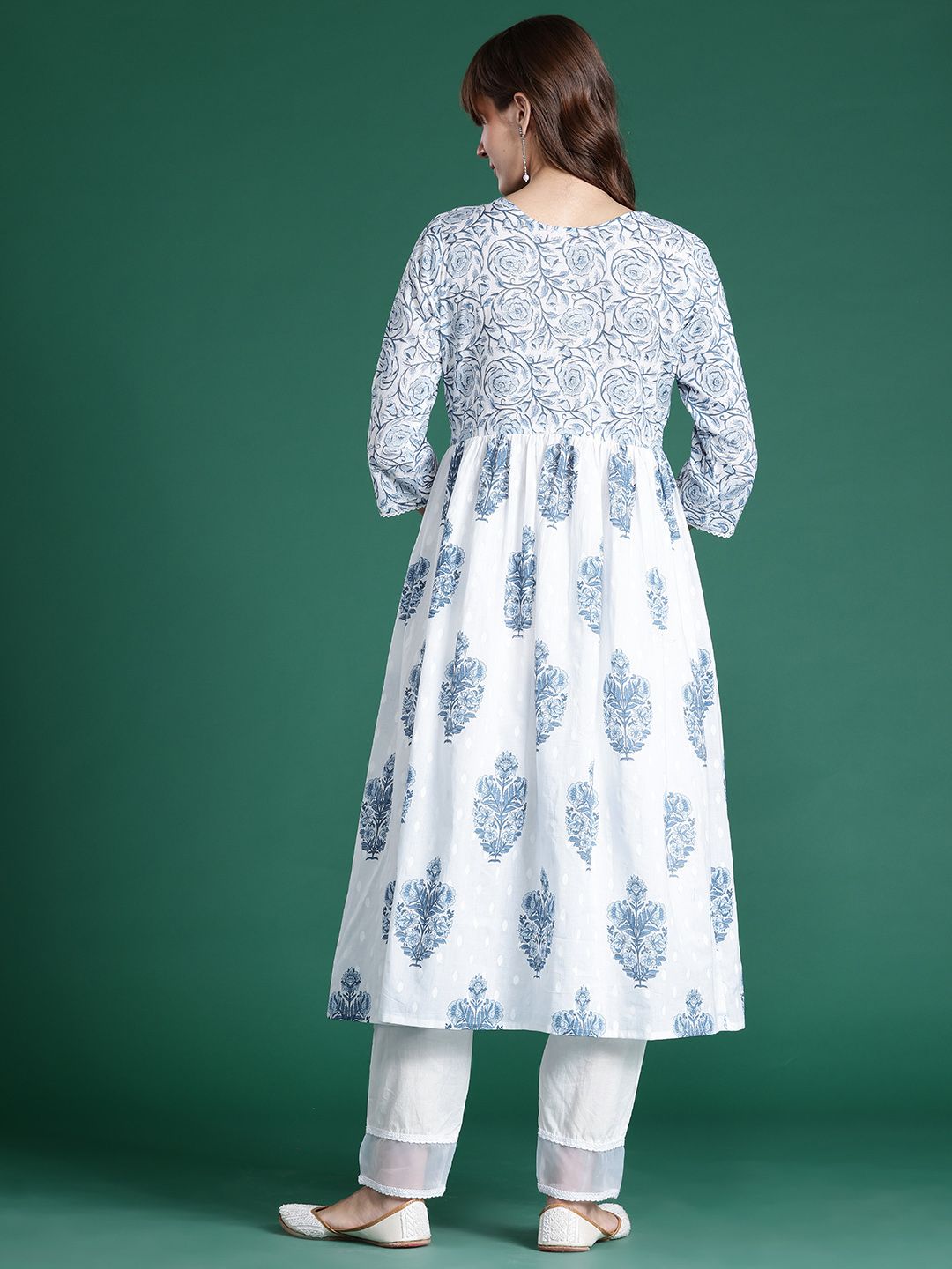 Indyancart IE Floral Printed Pure Cotton Kurta