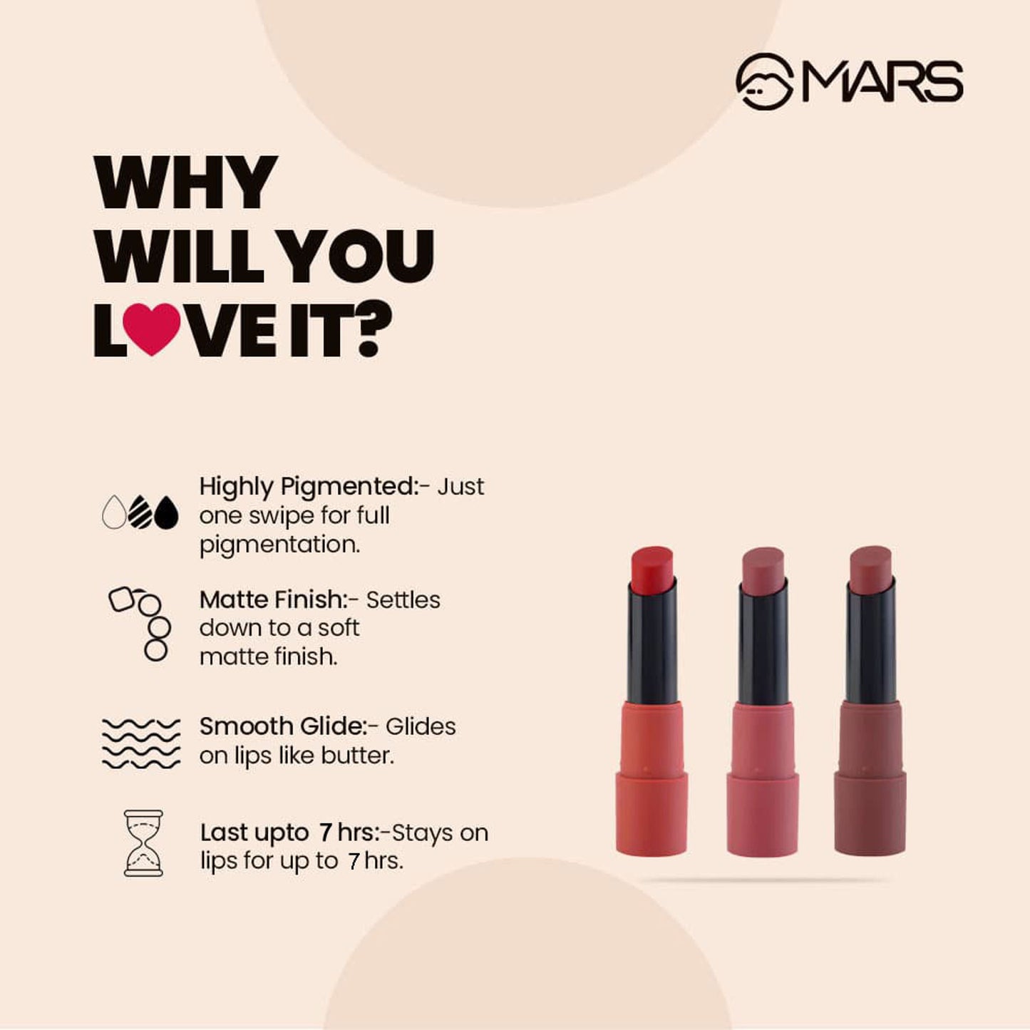 MARS Matte Lipsticks Box - 01 Reds and Maroons