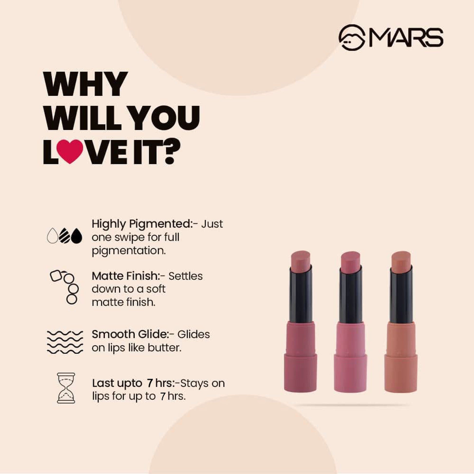 MARS Matte Lipsticks Box - 02 Peaches and Nudes