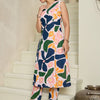 Dhiyona IE Floral Printed V-Neck Sleeveless Pure Cotton A-Line Kurta With Trousers