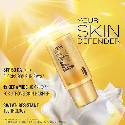 Lakme Fluid SPF 50 PA++++ In-Vivo Tested Sunscreen With 1% Niacinamide & Ceramide, All Skin Type