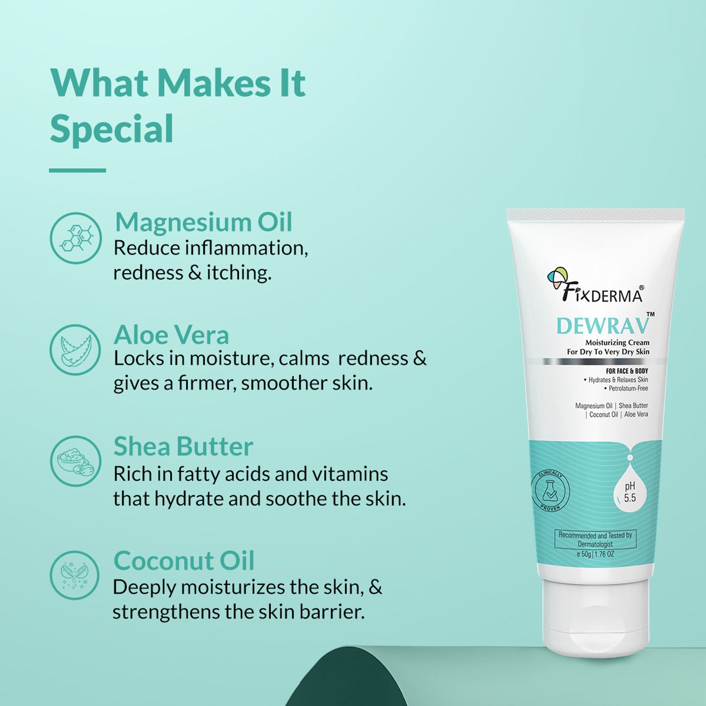 Fixderma Dewrav Moisturizing Cream for Face & Body with Shea Butter For Dry to Very Dry Skin
