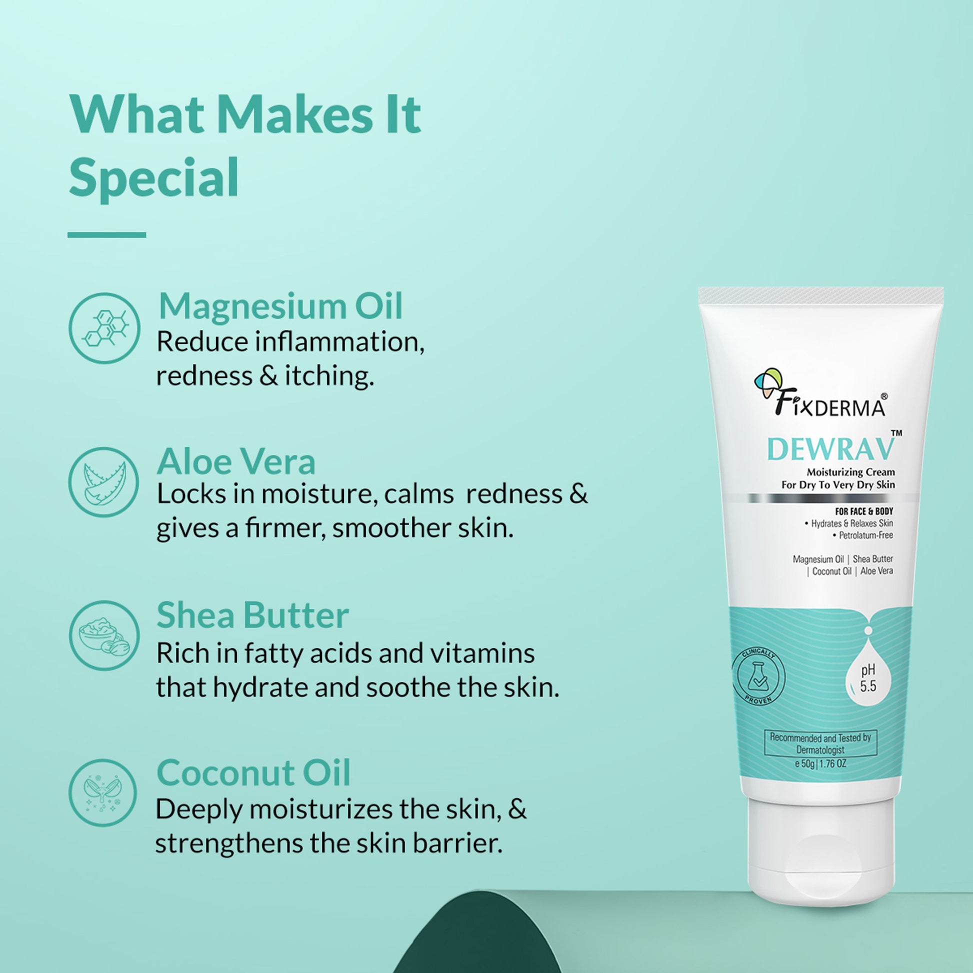 Fixderma Dewrav Moisturizing Cream for Face & Body with Shea Butter For Dry to Very Dry Skin