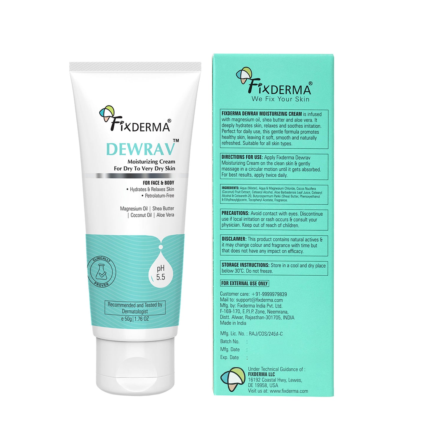 Fixderma Dewrav Moisturizing Cream for Face & Body with Shea Butter For Dry to Very Dry Skin