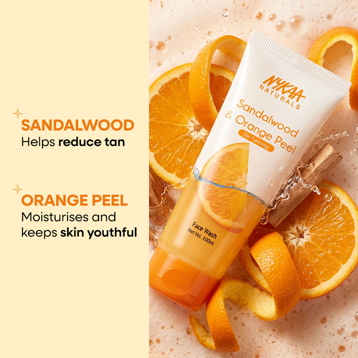 Nykaa Anti-Acne Face Wash With Salicylic Acid, Tea Tree & Neem - For Oily & Acne Prone Skin - Sandalwood Orange Peel